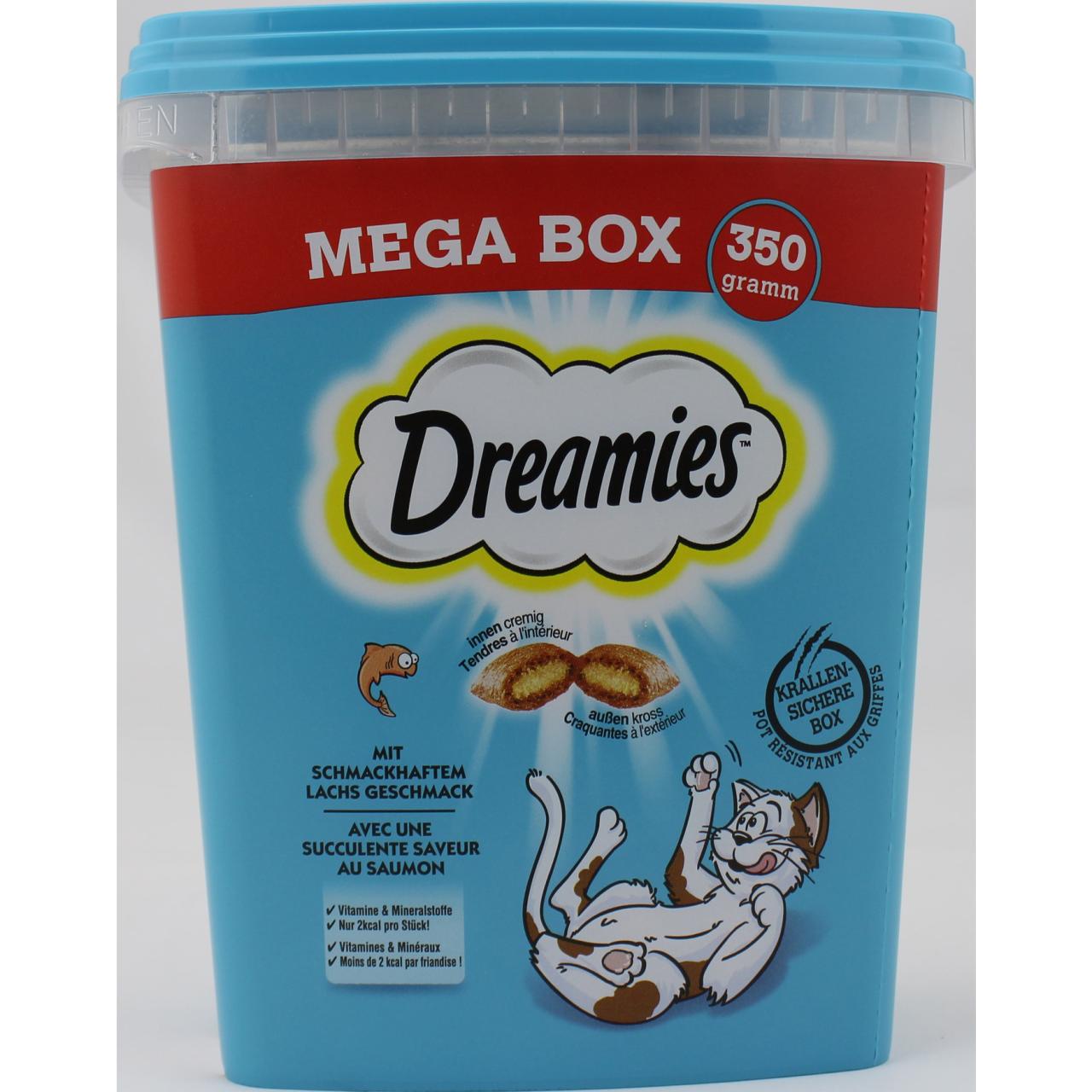 Dreamies Mega Box mit schmackhaften Lachs Geschmack 350g